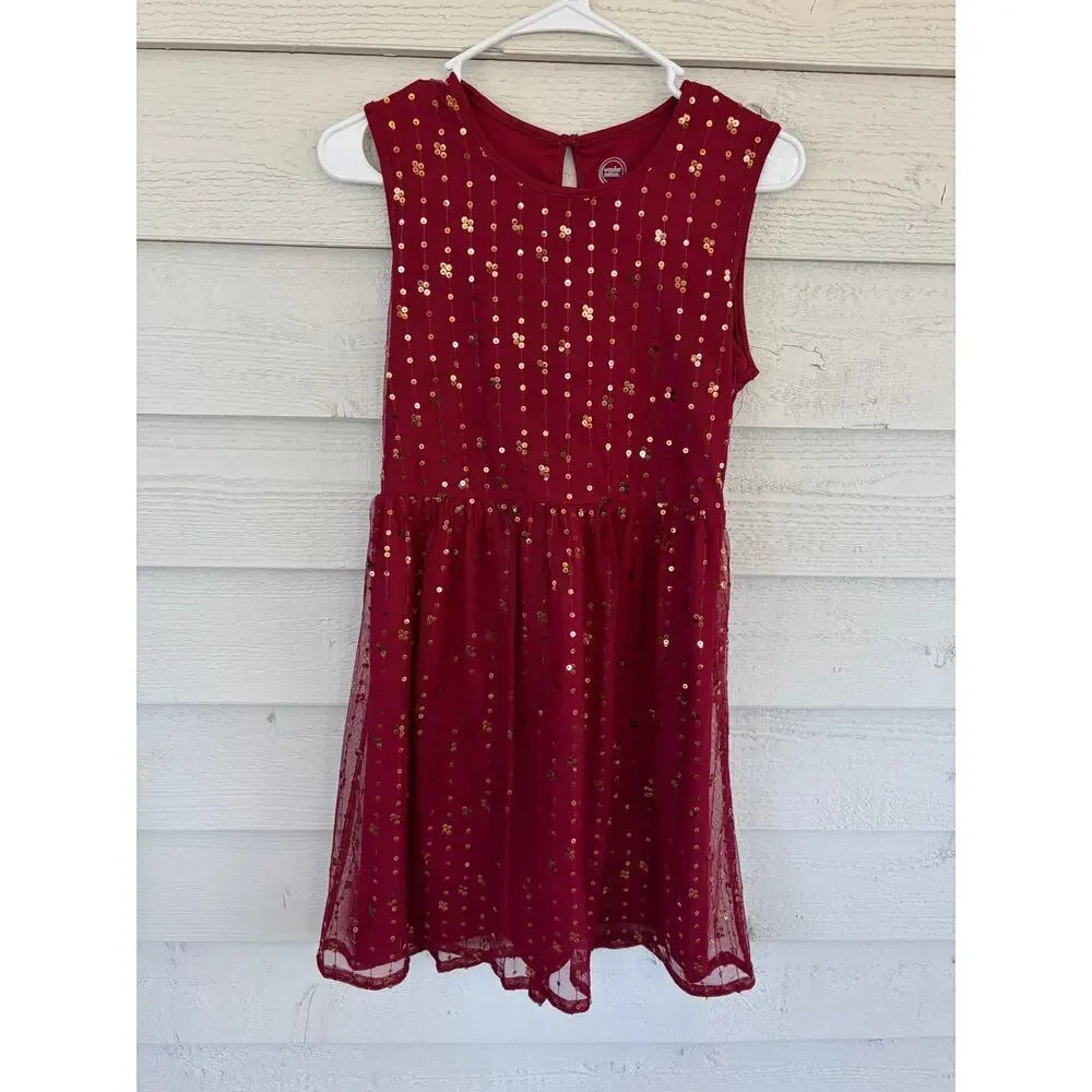 Wonder Nation Red Sequin Party Dress Girls XL 14-16 Dress